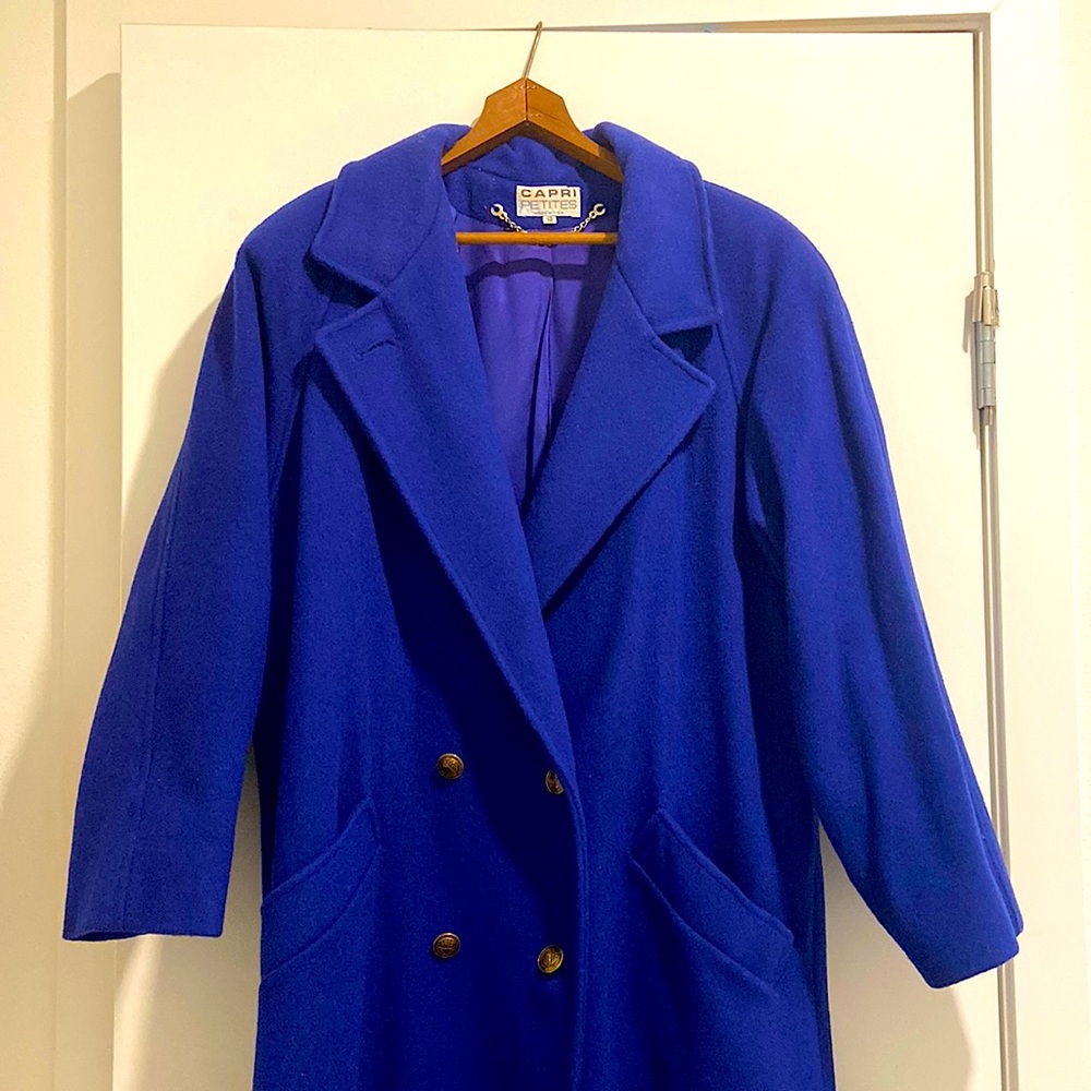 100% Wool Capri Petites Size 12 Royal Blue Peacoat